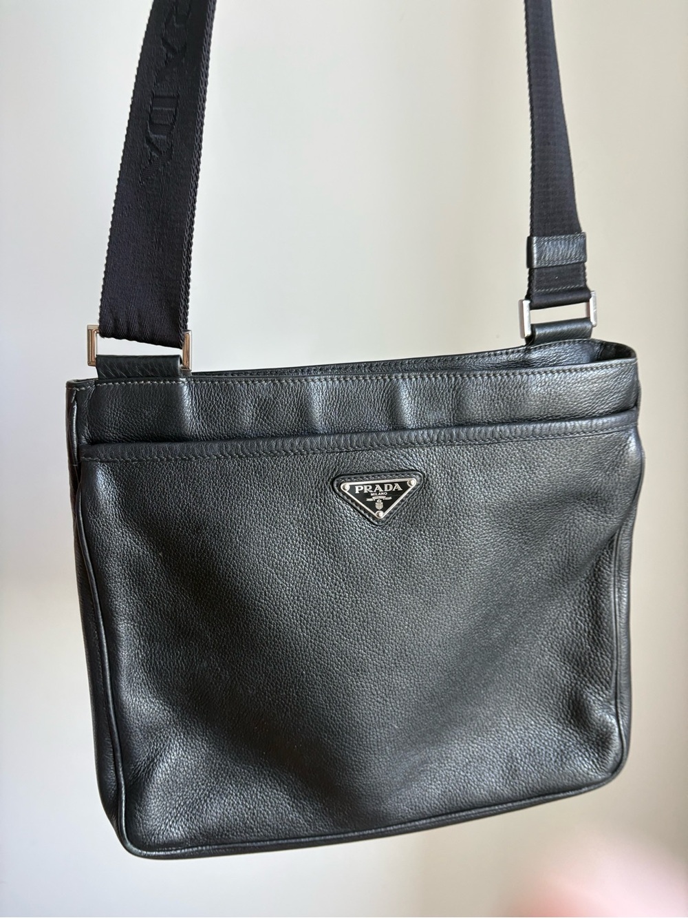 Prada Black Leather Crossbody Vitello Shoulder Bag